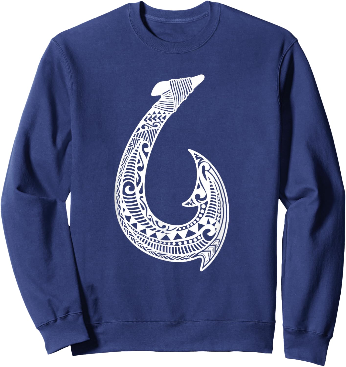 Tribal Hawaiian Fish Hook Pacific Islander Hawaiian Design Sweatshirt - Sweatshirt | Navy