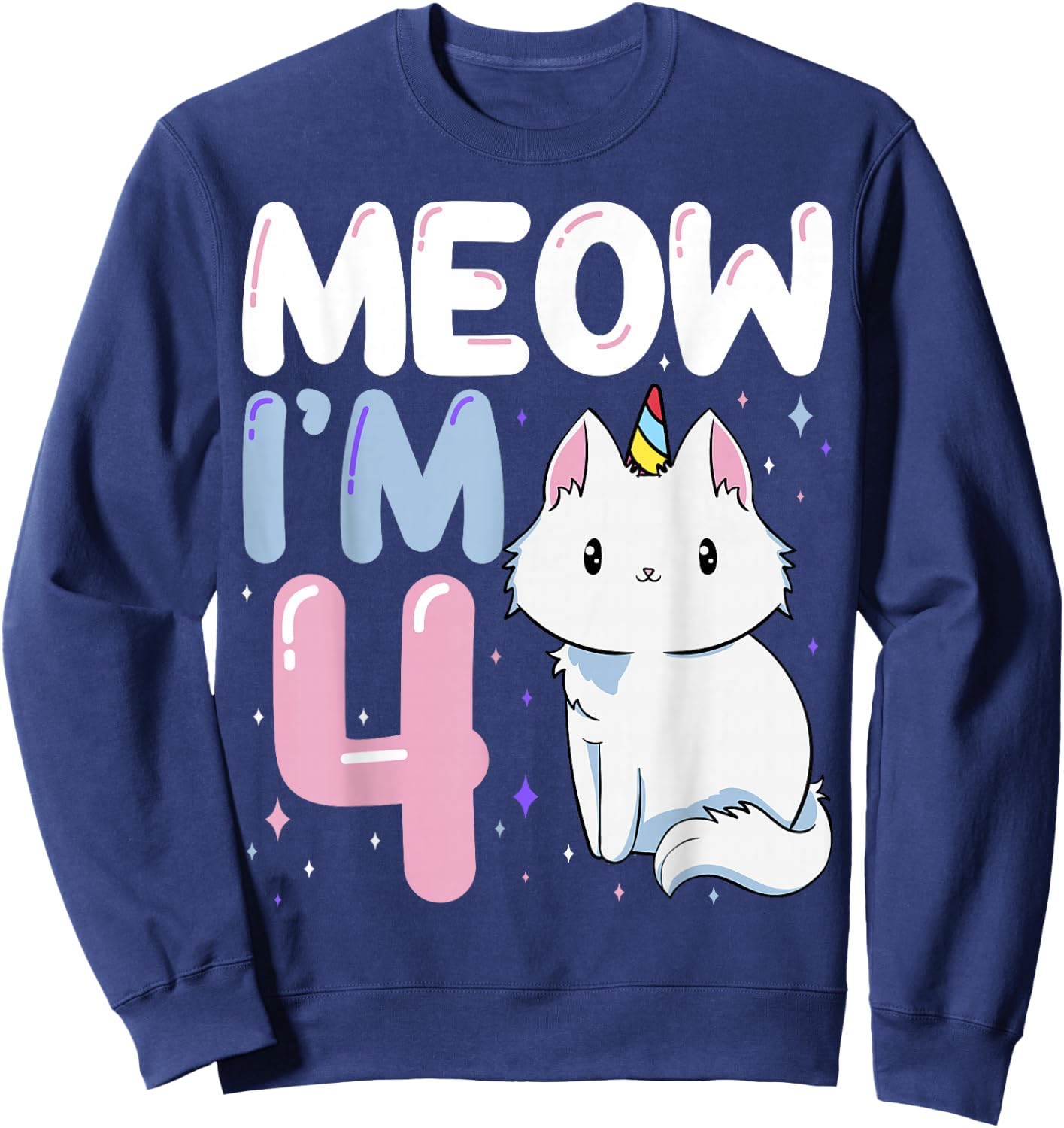 Cat 4th Birthday Party Purr-FECT Vet Kitten Fur Animal Paw Sweatshirt - Sweatshirt | Navy