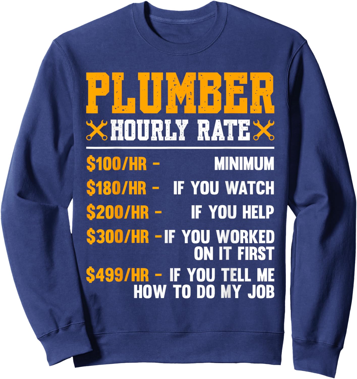 Funny Plumber Gifts Plumbers Pipefitter Gifts Men's Black Cotton Polyester Blend Regular Fit Short Sleeve Small Sweatshirt - Sweatshirt | Navy