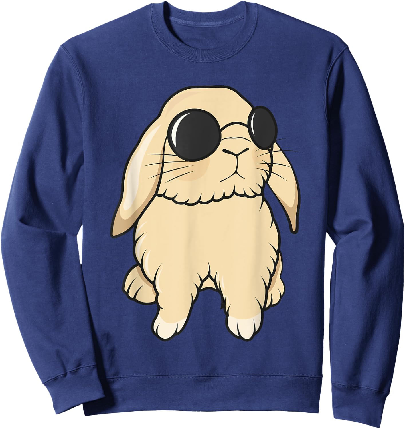 Cute Mini Holland Lop Bunny Rabbit Lover Sunglasses Easter Sweatshirt - Sweatshirt | Navy