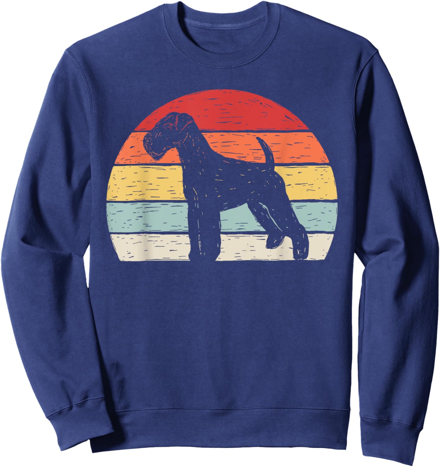 Vintage Retro Airedale Terrier Dog Breed Sweatshirt - Sweatshirt | Navy