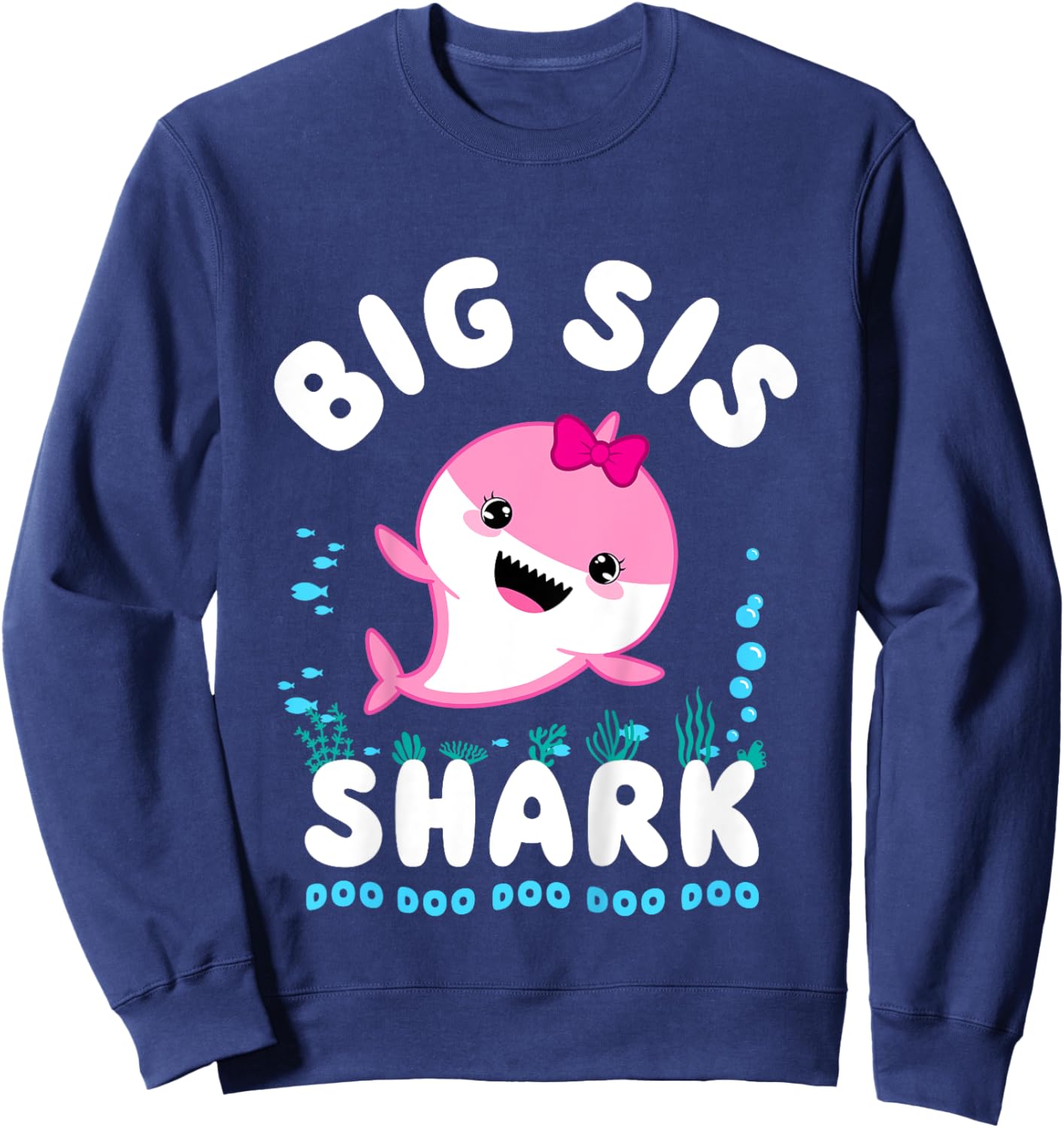 Big Sis Shark Big Sister Kawaii Sweatshirt - Sweatshirt | Navy
