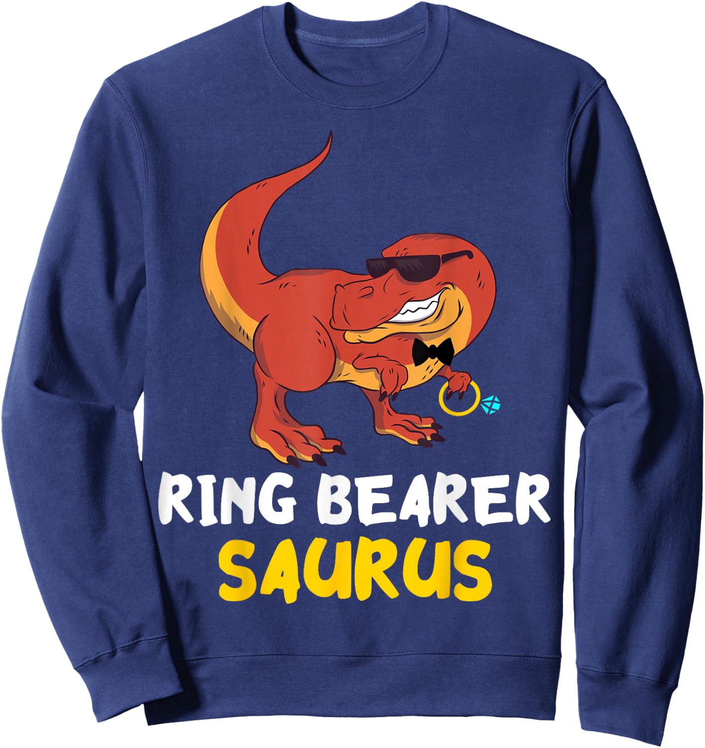 T-Rex Dino Ring Dinosaur Wedding Party Ring Bearer Security Sweatshirt - Sweatshirt | Navy