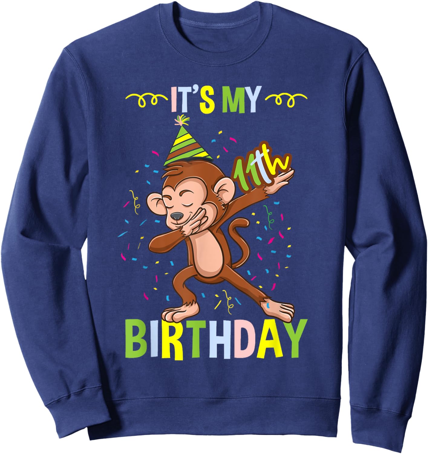 Its My 11th Birthday Monkey Sweatshirt - Sweatshirt | Navy