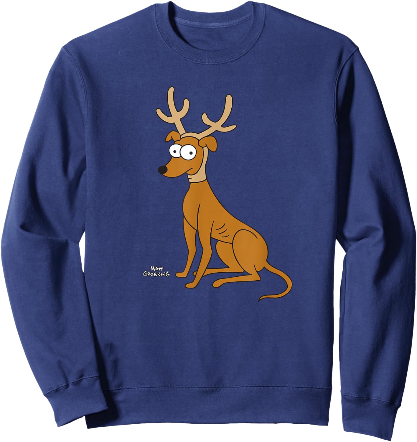 The Simpsons Santa's Little Helper Reindeer Ears Holiday Sweatshirt - Sweatshirt | Navy