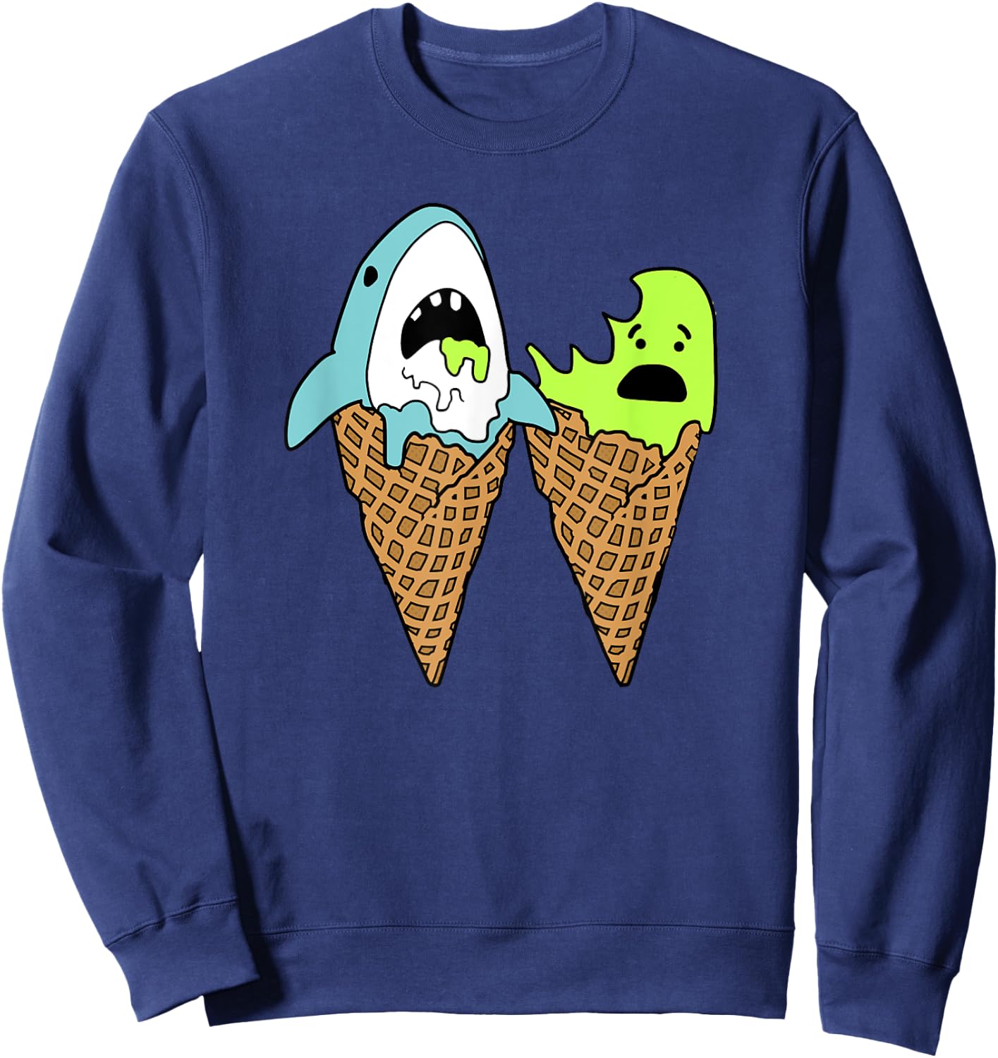 Trendy Graphic Shark Bite Ice Cream Cones Sweatshirt - Sweatshirt | Navy