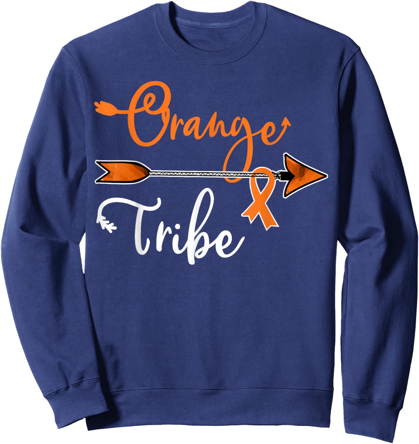 Kidney Leukemia Cancer Awareness Orange Ribbon Tribe Sweatshirt - Sweatshirt | Navy