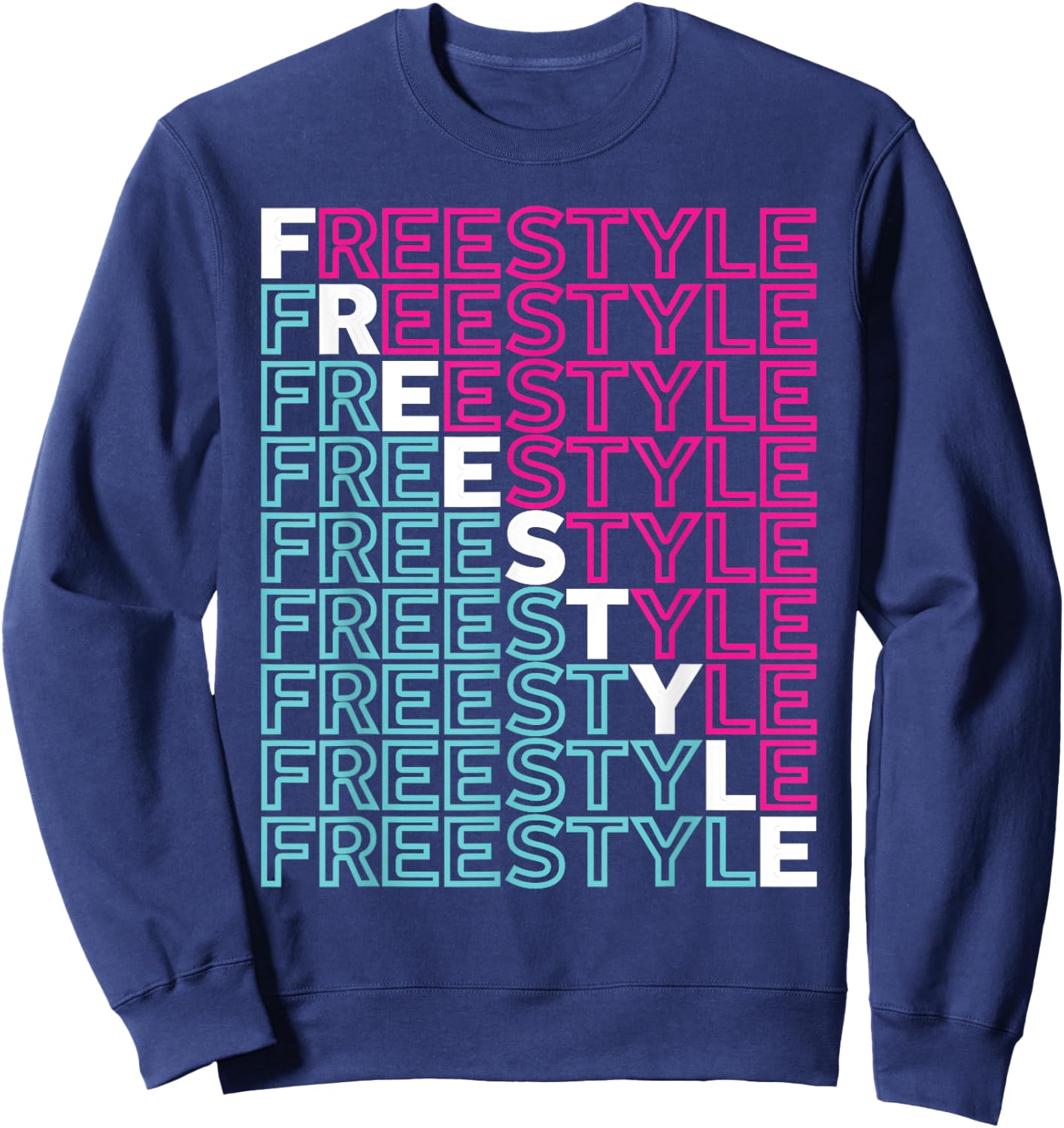 Freestyle Full Front 80s Electronic Dance Music Sweatshirt - Sweatshirt | Navy
