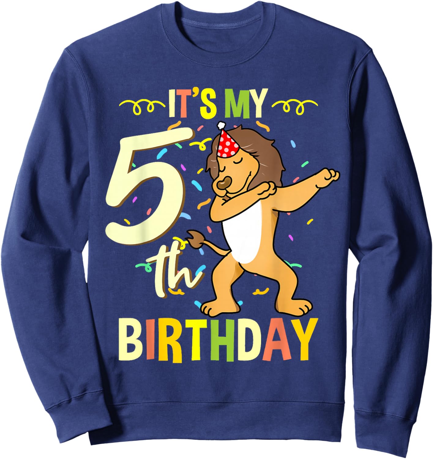 Its My 5th Birthday Dabbing Lion Sweatshirt - Sweatshirt | Navy