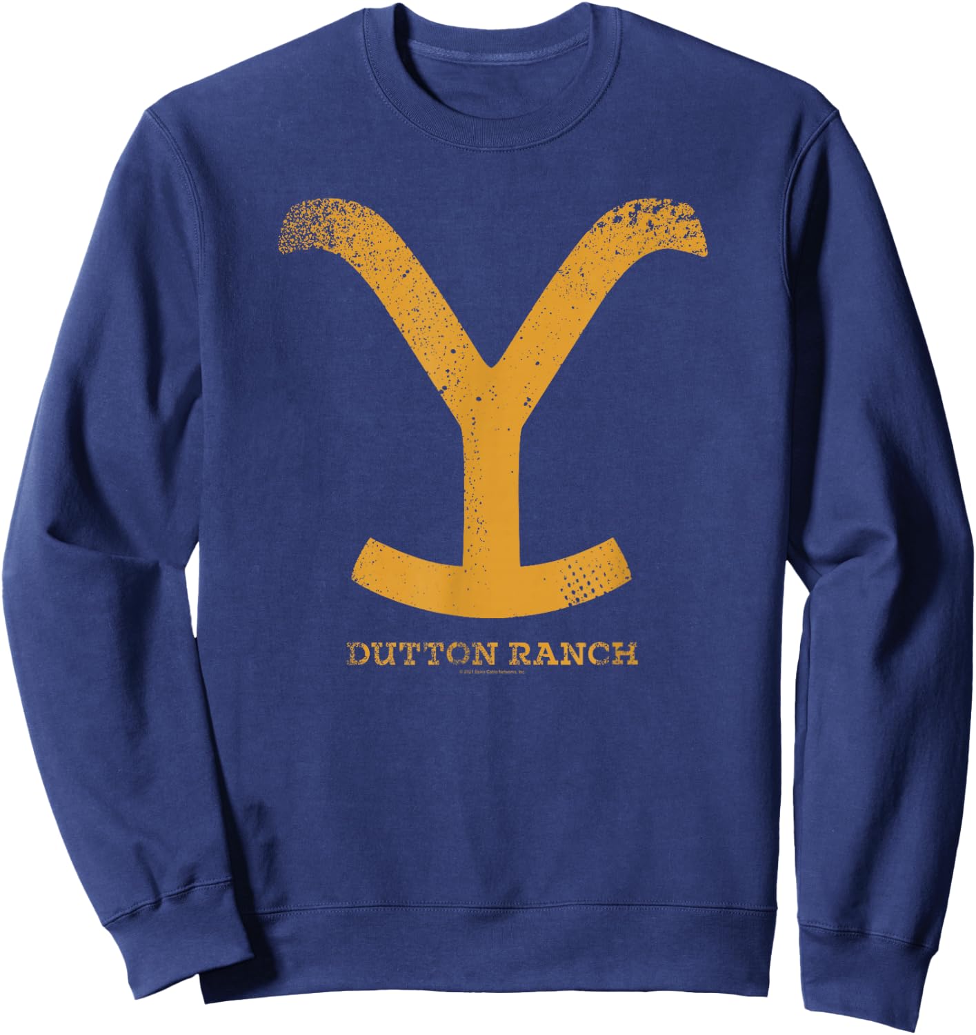 Yellowstone Dutton Ranch Gold Y Logo Short Sleeve Sweatshirt - Sweatshirt | Navy