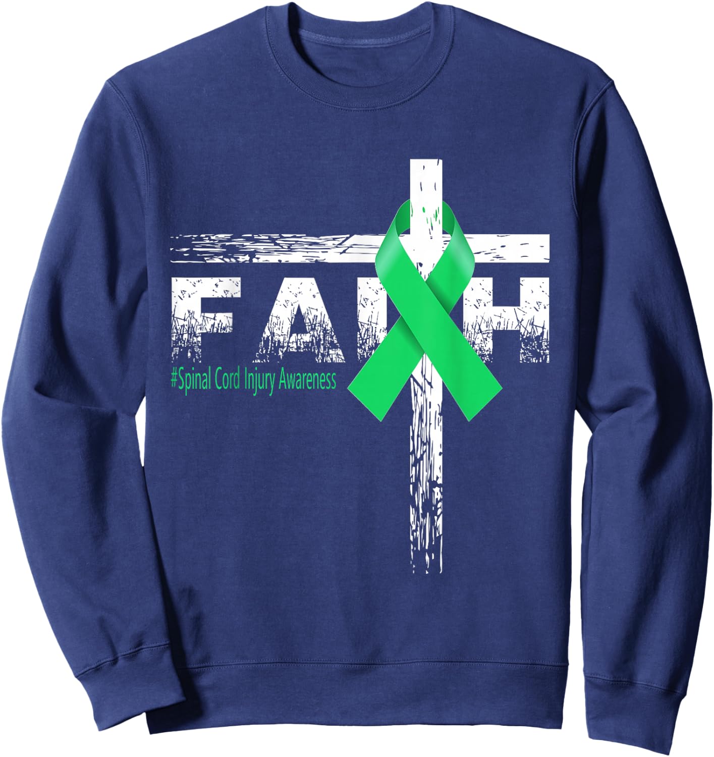Spinal Cord Injury Awareness Christian Faith & Cross Sweatshirt - Sweatshirt | Navy