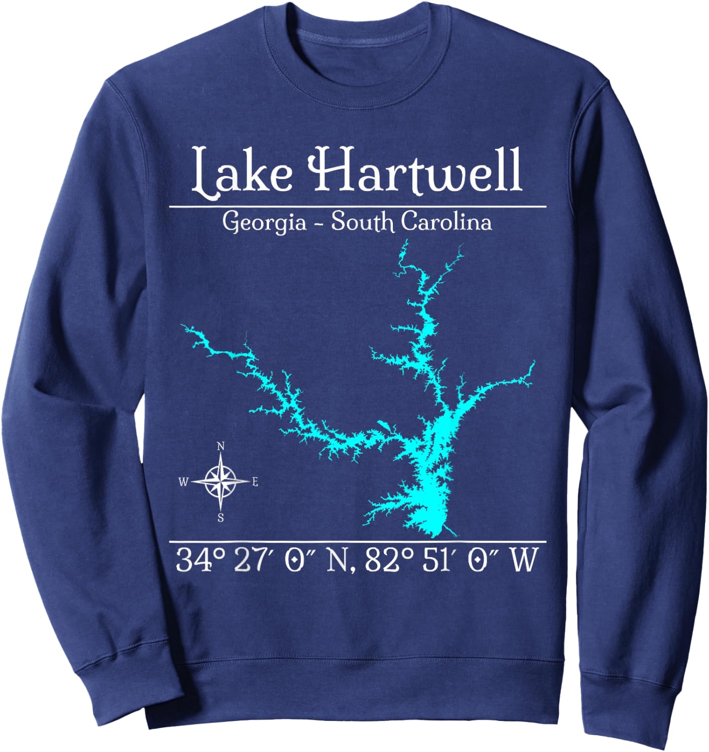 Lake Hartwell, Georgia - South Carolina Sweatshirt - Sweatshirt | Navy