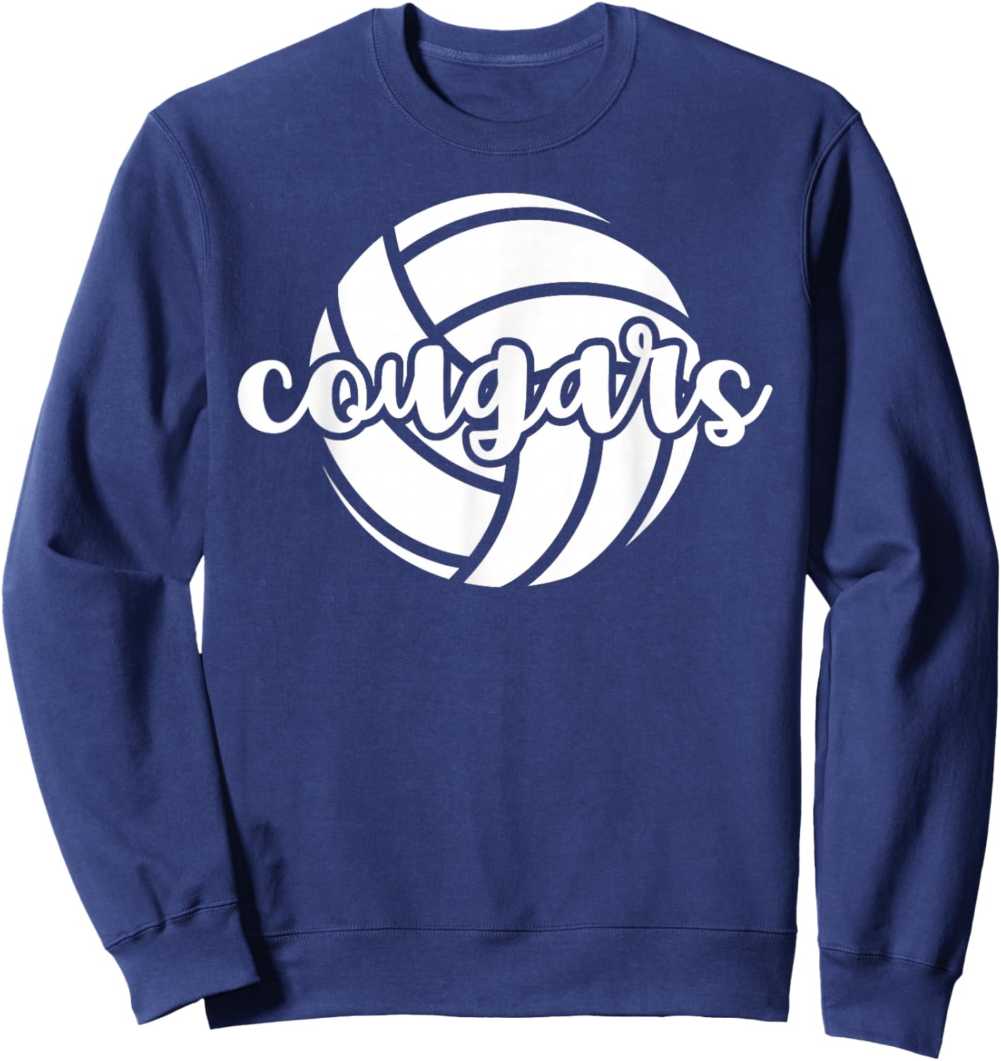 Cougars Volleyball Team Mascot School Spirit Game Night Sweatshirt - Sweatshirt | Navy