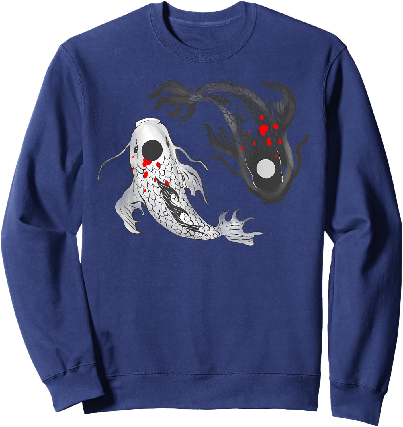 Koi Fish Yin Yang Symbol Of Harmony Balance Life Asian Style Sweatshirt - Sweatshirt | Navy