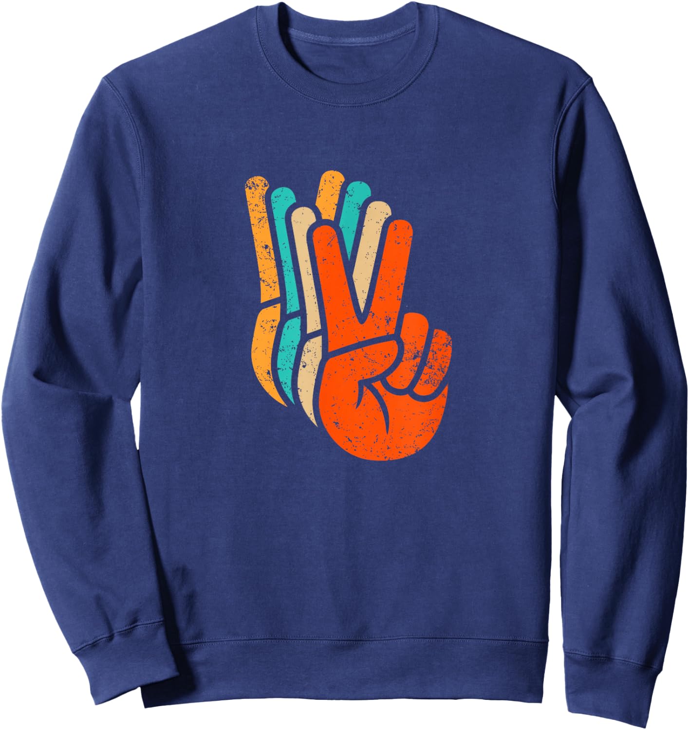 Vintage Victory Sign Victory Sign Peace Symbol Sweatshirt - Sweatshirt | Navy