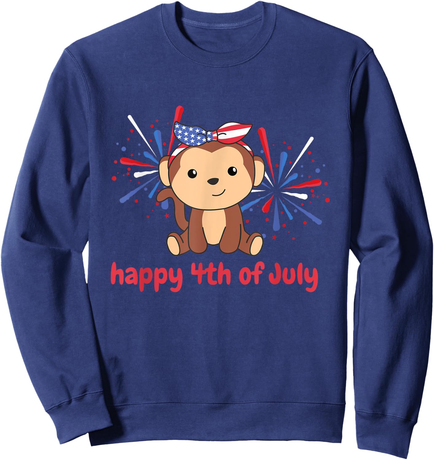 4th Of July American Monkey For Kids Usa Fireworks Monkey Sweatshirt - Sweatshirt | Navy