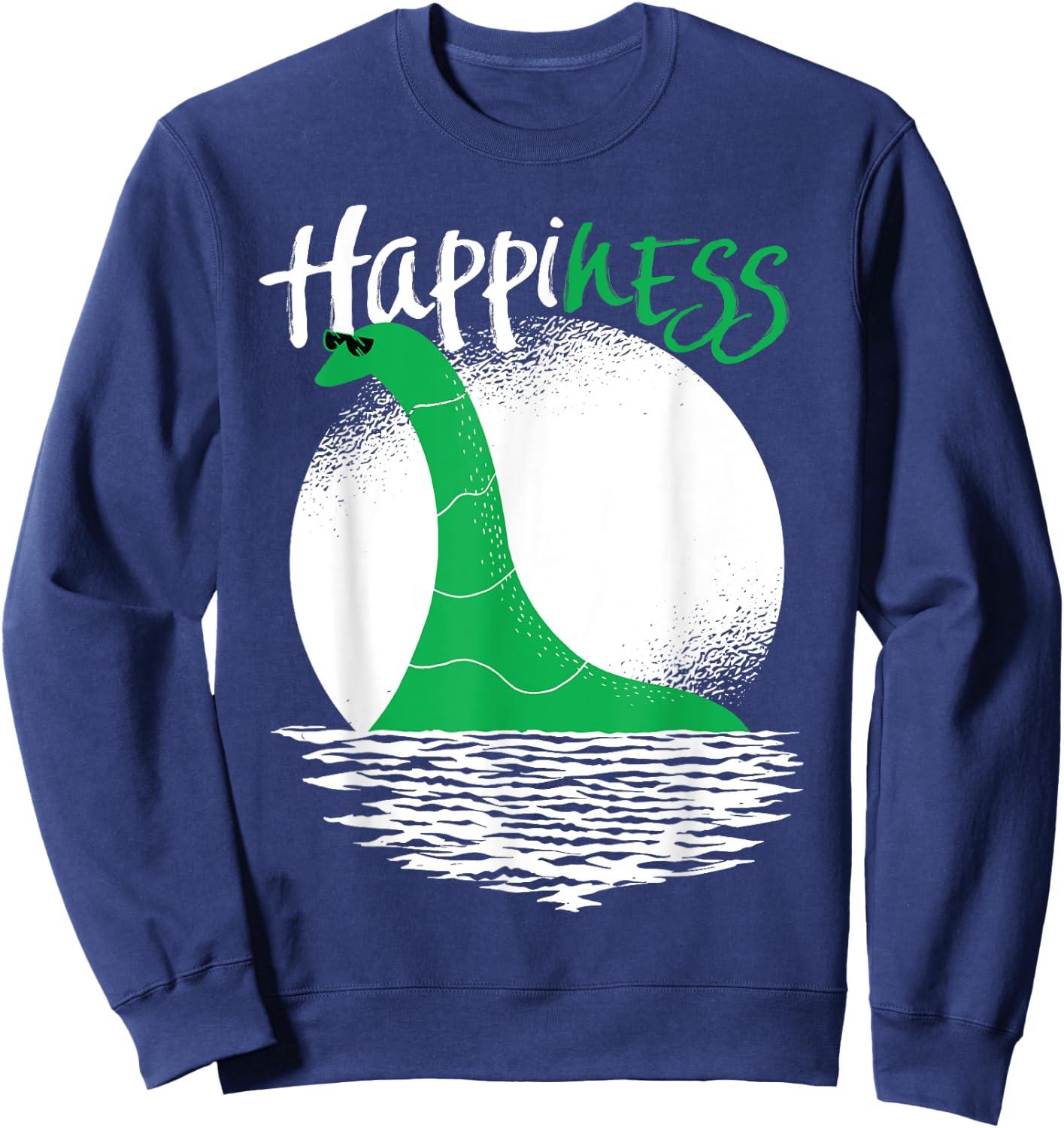 Funny Loch Ness Monster HappiNESS Happy Nessie Pun Sweatshirt - Sweatshirt | Navy