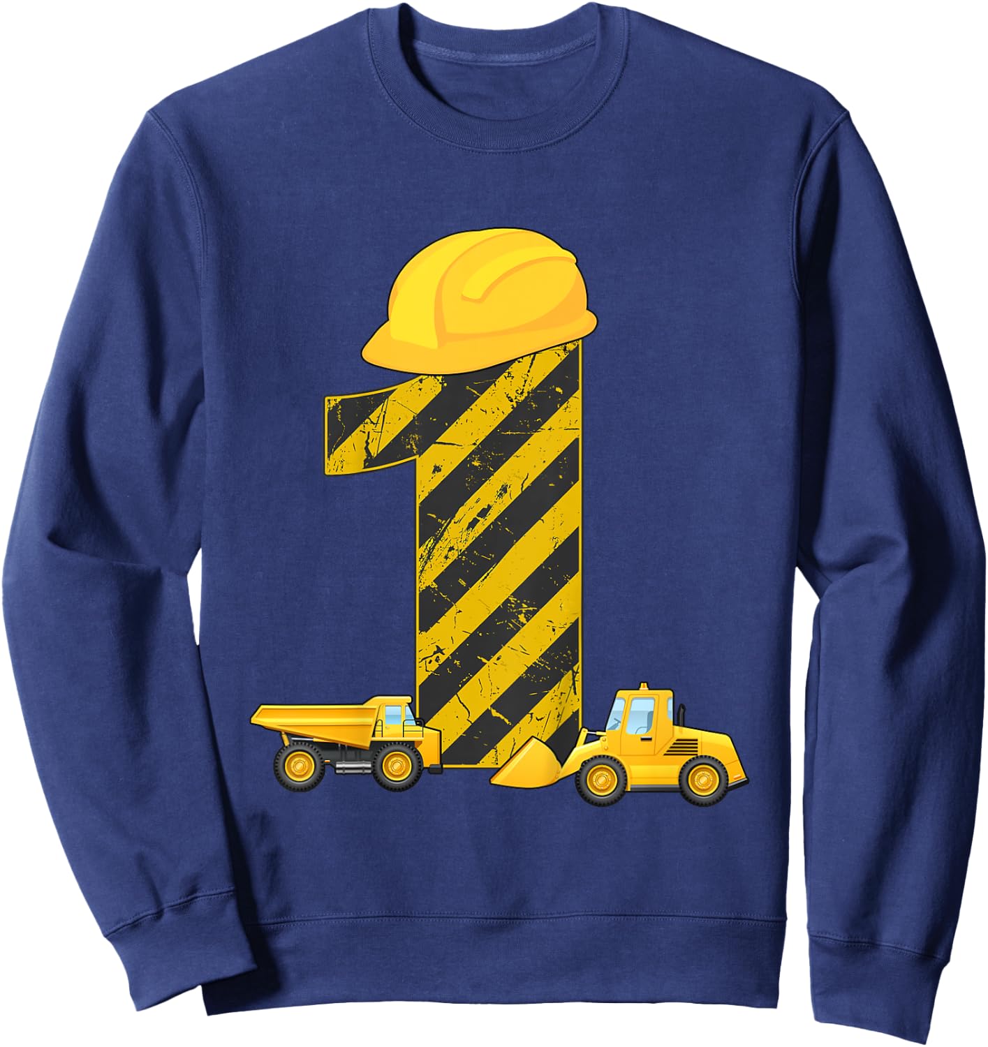 1st Birthday Digger 1 Year Builder Excavator Gift Sweatshirt - Sweatshirt | Navy