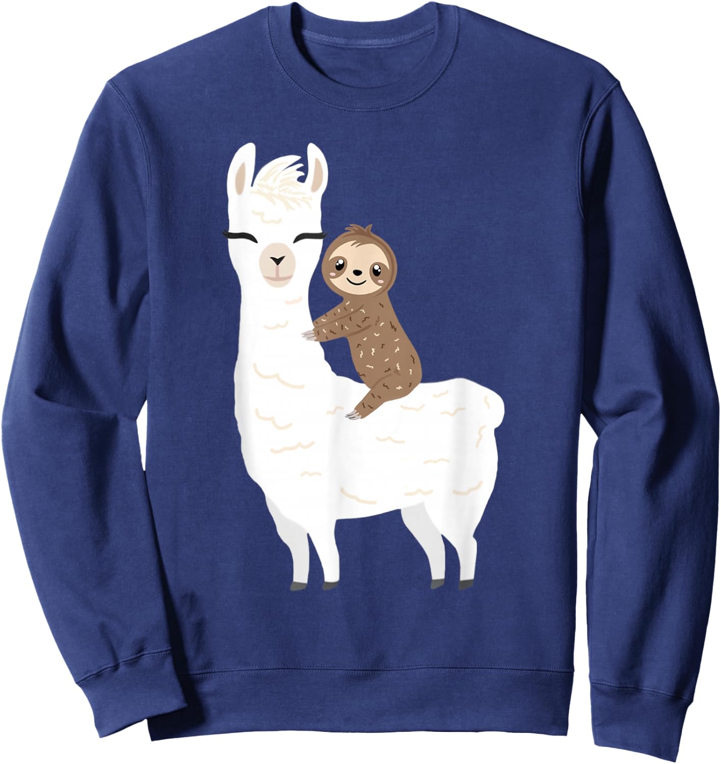 Sloth Riding Llama Shirt Funny Birthday Gift Boy, Girl Sweatshirt - Sweatshirt | Navy