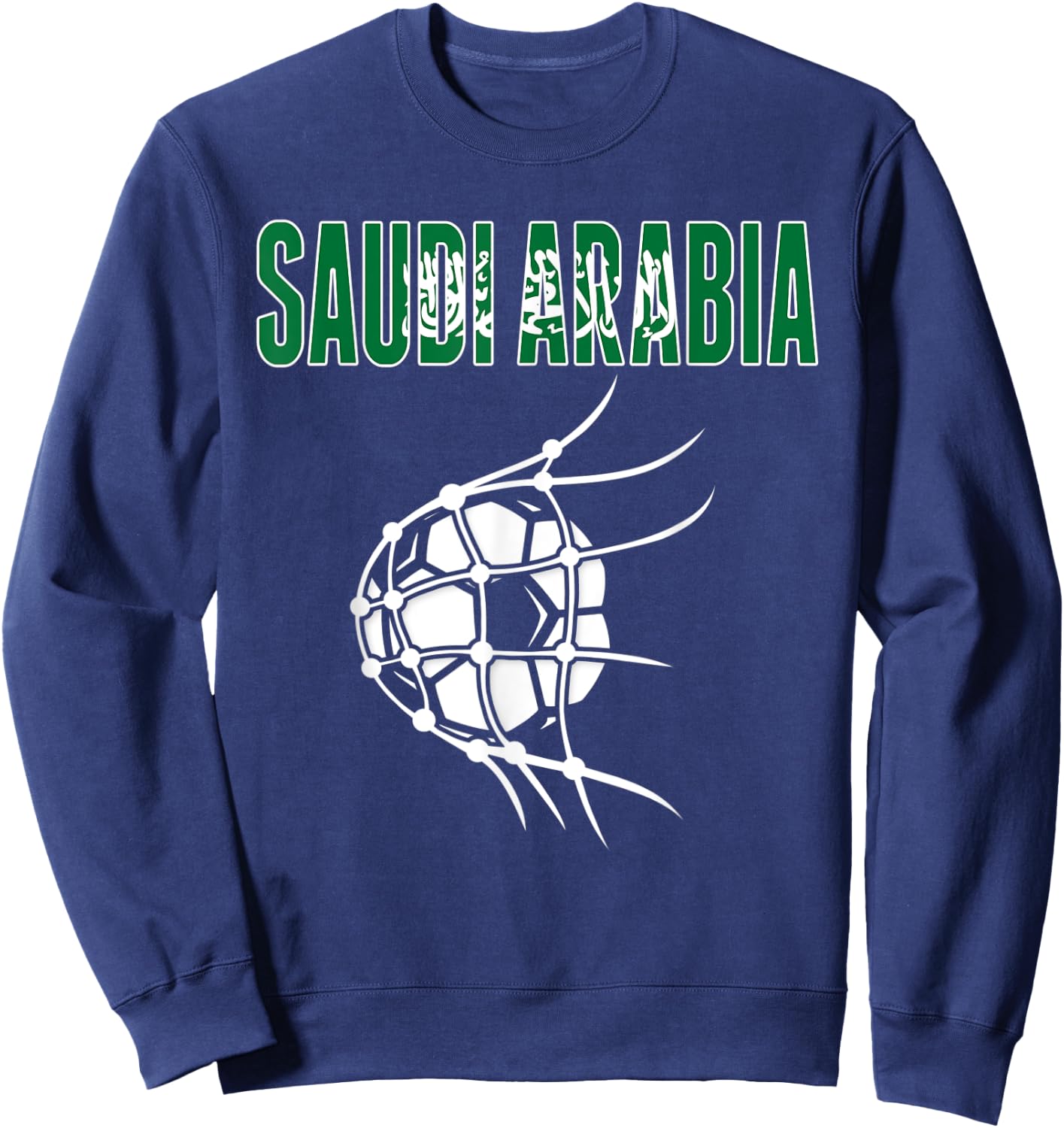 Saudi Arabia Soccer Fans Jersey - Saudi Flag Football In Net Sweatshirt - Sweatshirt | Navy