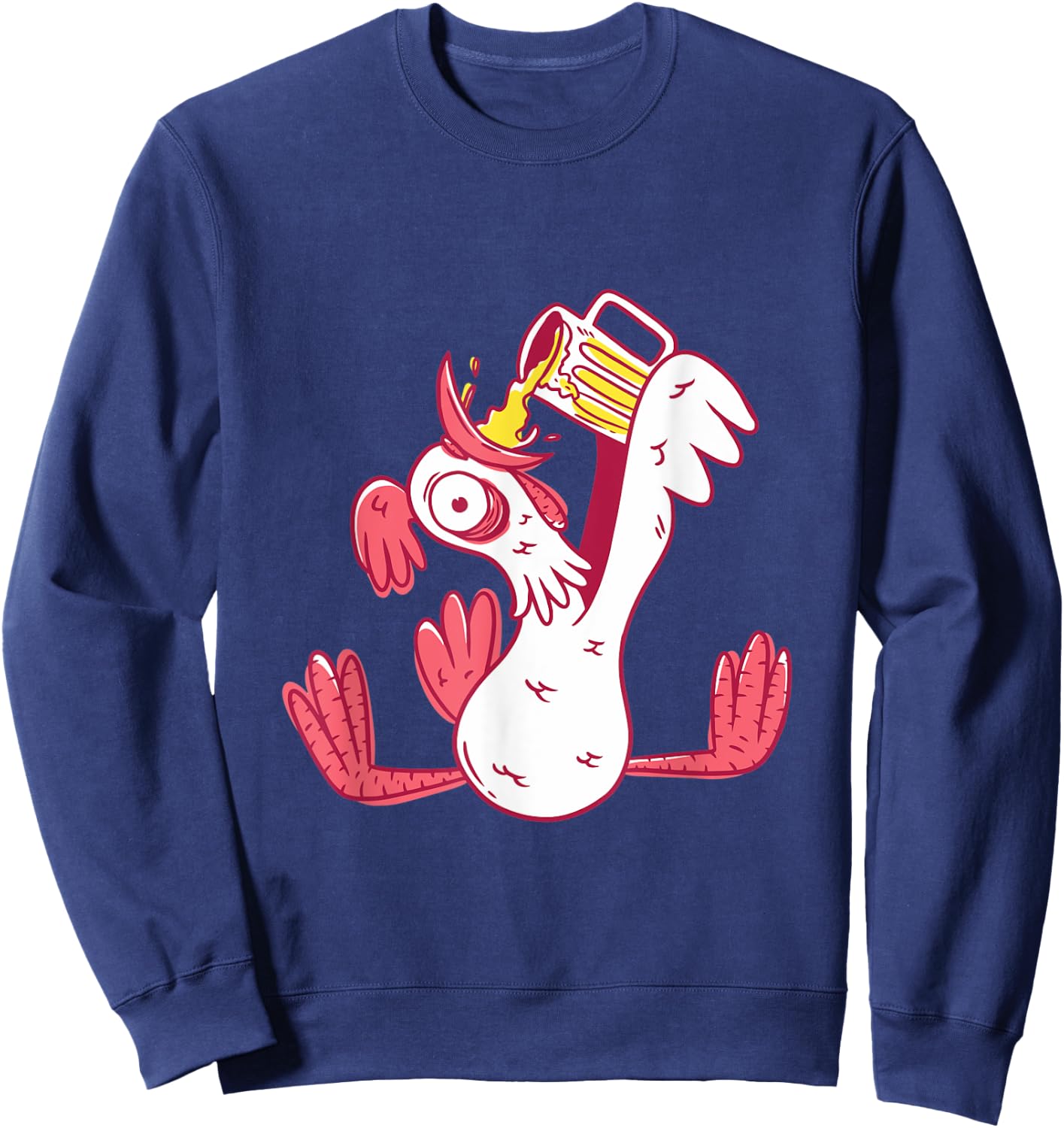 Funny Drunk Rooster Animal Chicken Beer Alcohol Party Gift Sweatshirt - Sweatshirt | Navy