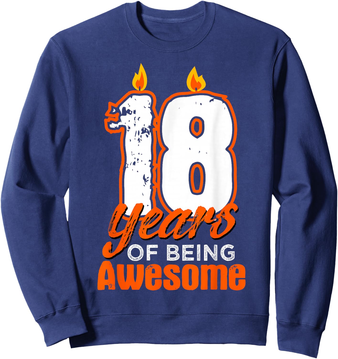 Candle 18 Birthday Party Wishes Cake Decoration Candlelight Sweatshirt - Sweatshirt | Navy