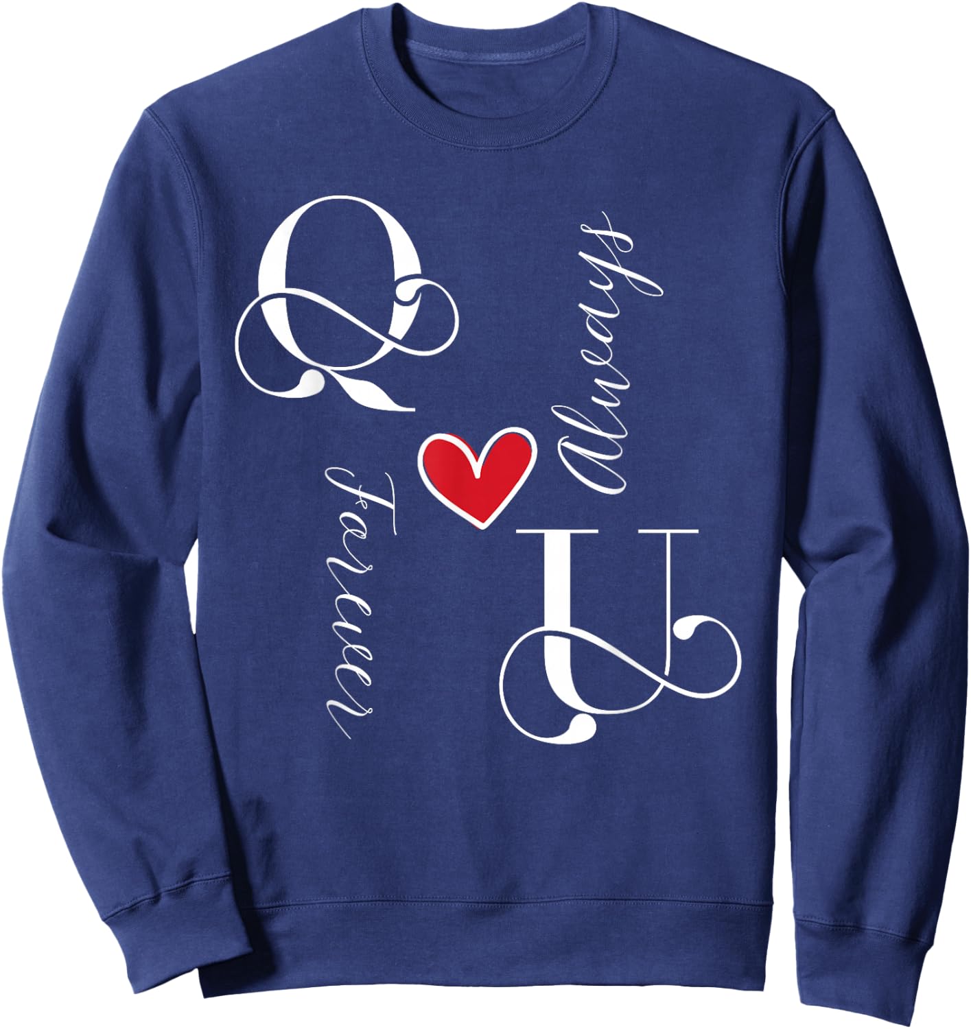 U & Q Couples Initials, Wedding, Anniversary, Mr & Mrs Sweatshirt - Sweatshirt | Navy