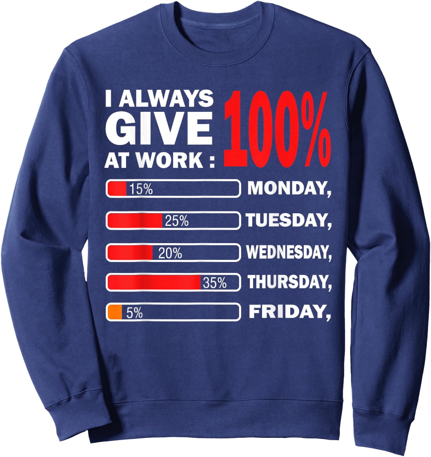 Funny I Always Give 100 Percent At Work Labor Day Men Women Sweatshirt - Sweatshirt | Navy