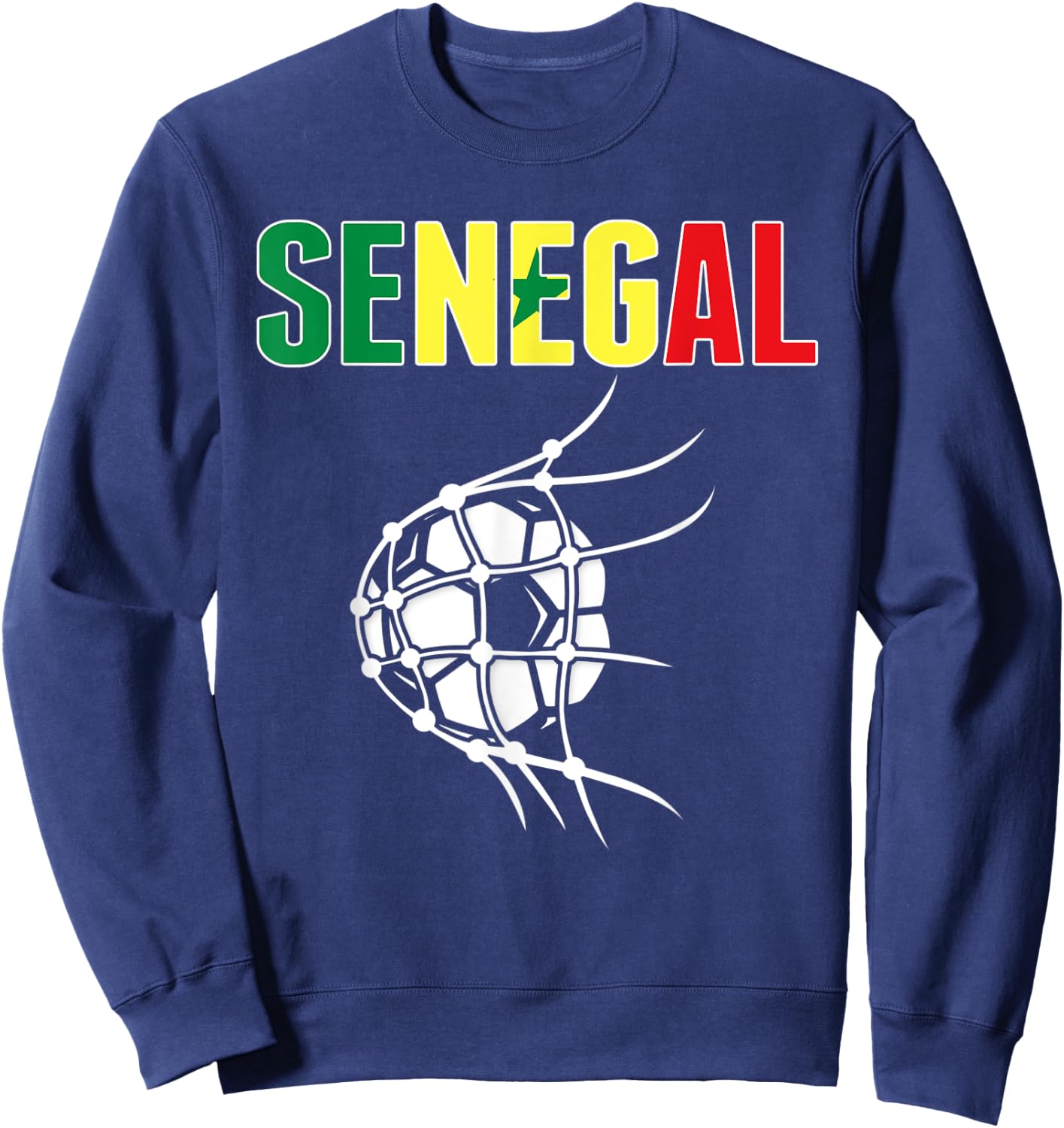 Senegal Soccer Fans Jersey - Senegalese Flag Football In Net Sweatshirt - Sweatshirt | Navy