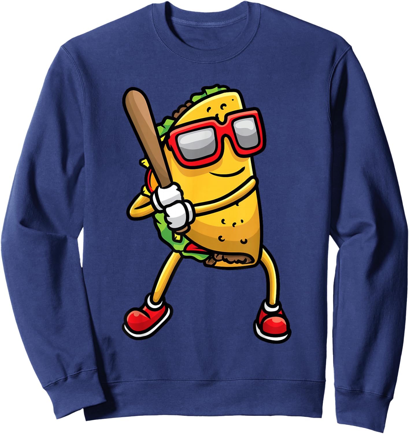 Taco Playing Baseball Mexican Cinco De Mayo Kids Men Sweatshirt - Sweatshirt | Navy