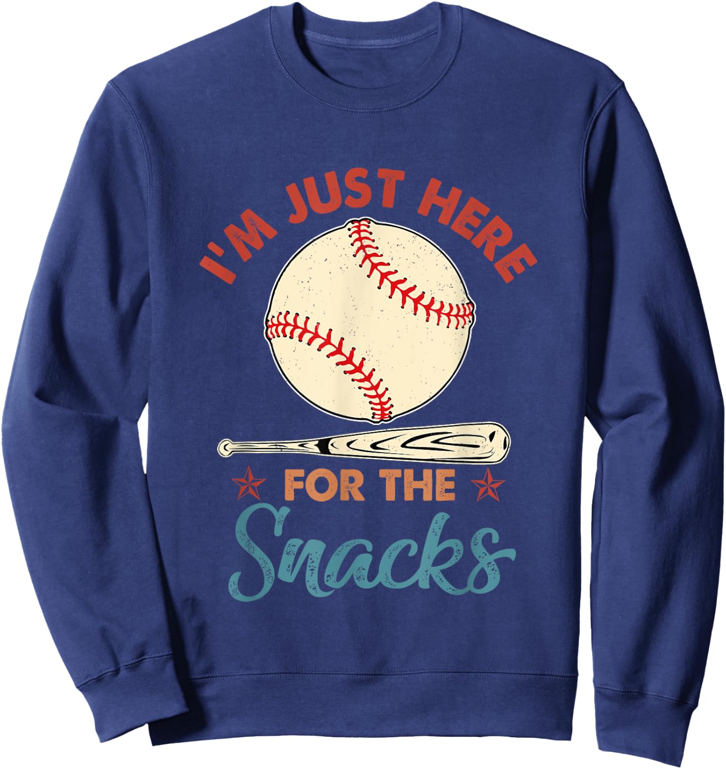I'm Just Here For The Snacks Fantasy Baseball Vintage Sweatshirt - Sweatshirt | Navy
