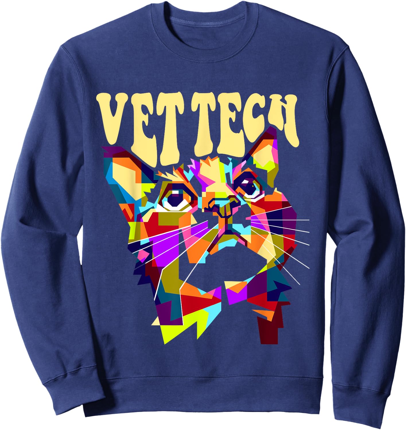 Vet Tech Cat Kitten Pet Veterinarian Veterinary Technician Sweatshirt - Sweatshirt | Navy