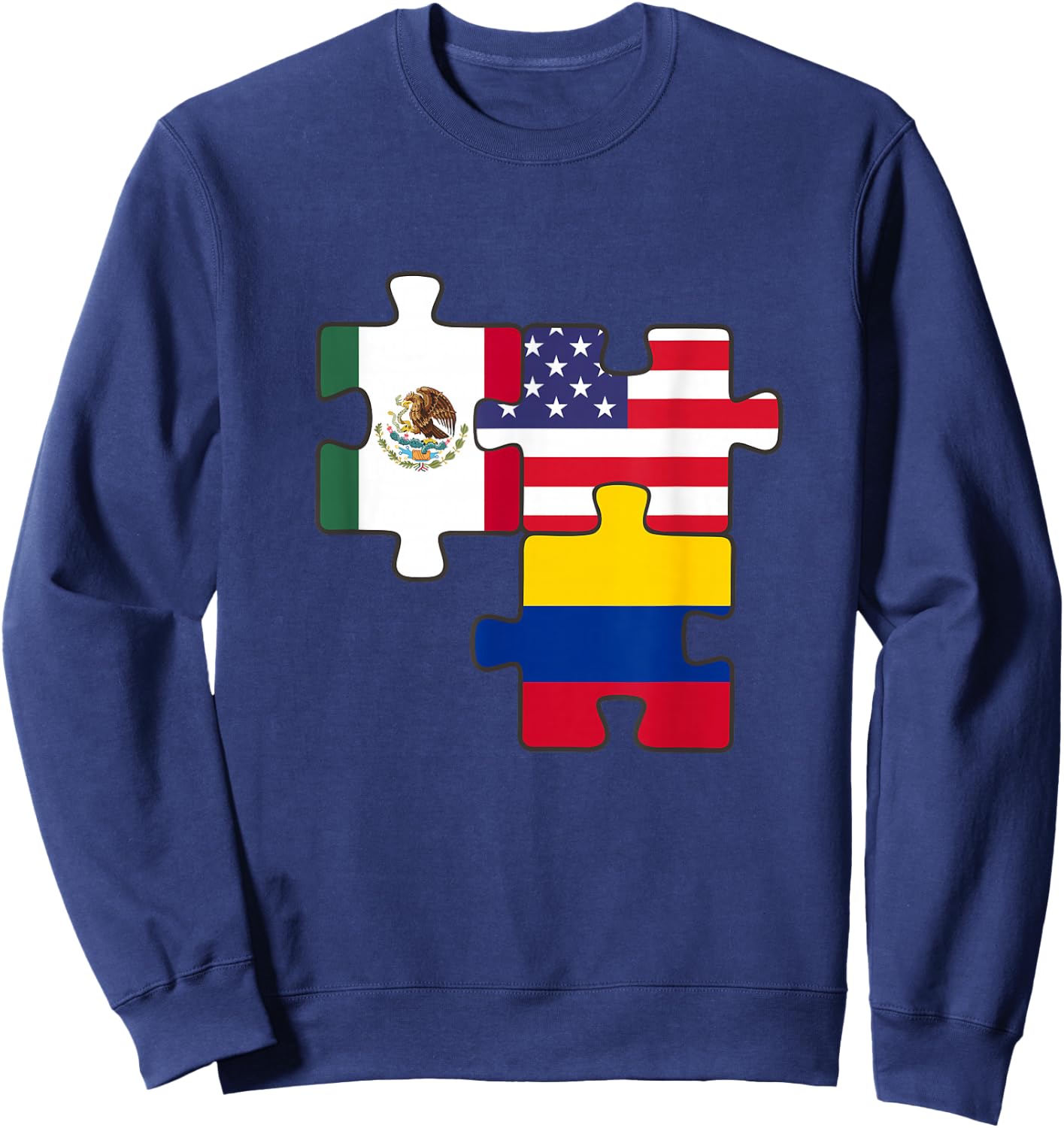 Mexican and Colombian roots plus USA flag Sweatshirt - Sweatshirt | Navy