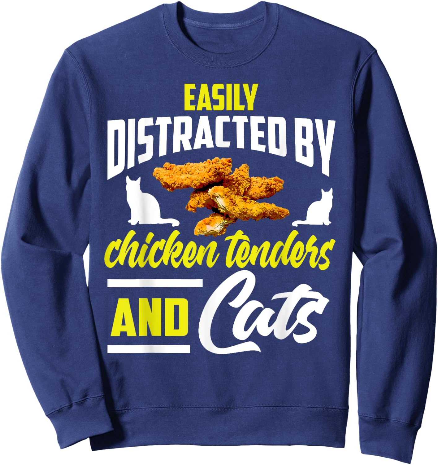 Chicken Tenders Shirt Funny Cat Lover Chicken Tenders Women Girls Kids Sweatshirt - Sweatshirt | Navy