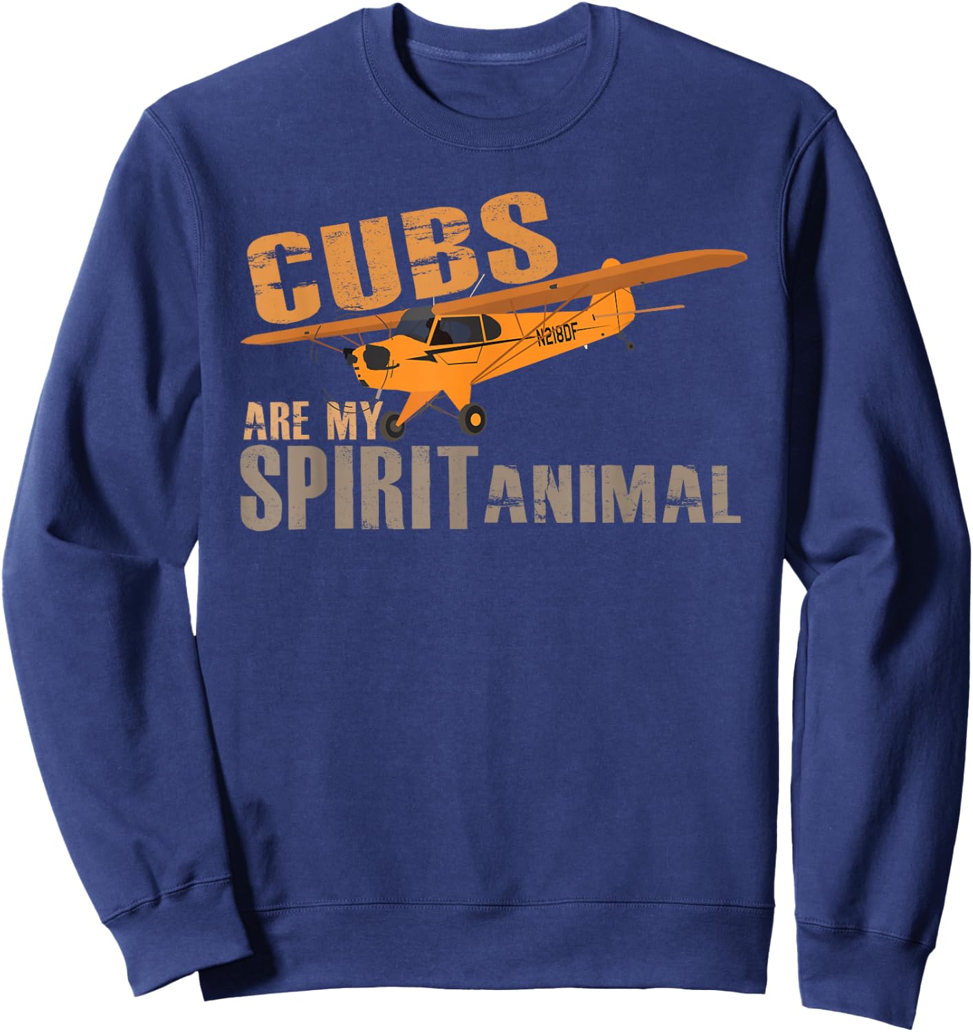 Cubs are my Spirit Animal | J-3 Cub Airplane Pilot Sweatshirt - Sweatshirt | Navy