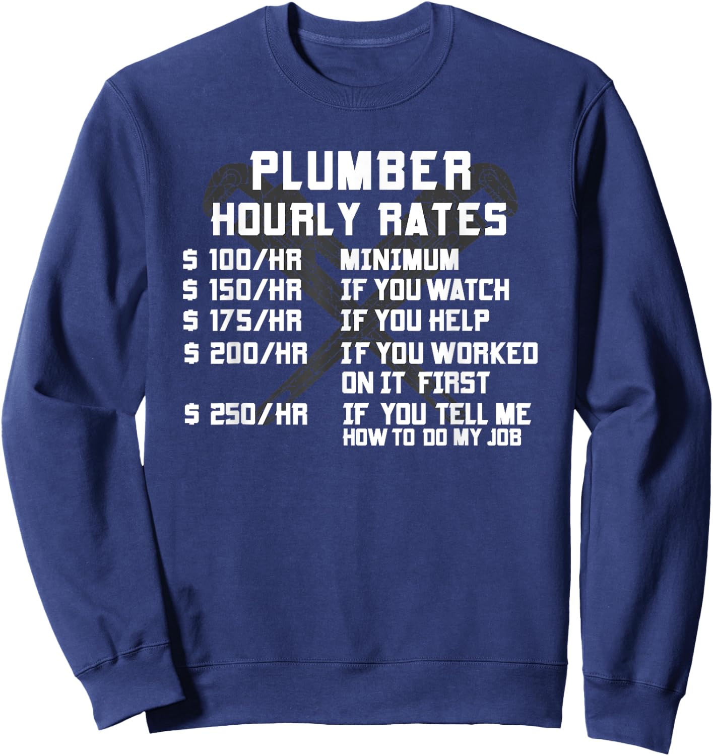 Plumber Hourly Rate Funny Plumbing Worker Labor Men Gifts Sweatshirt - Sweatshirt | Navy