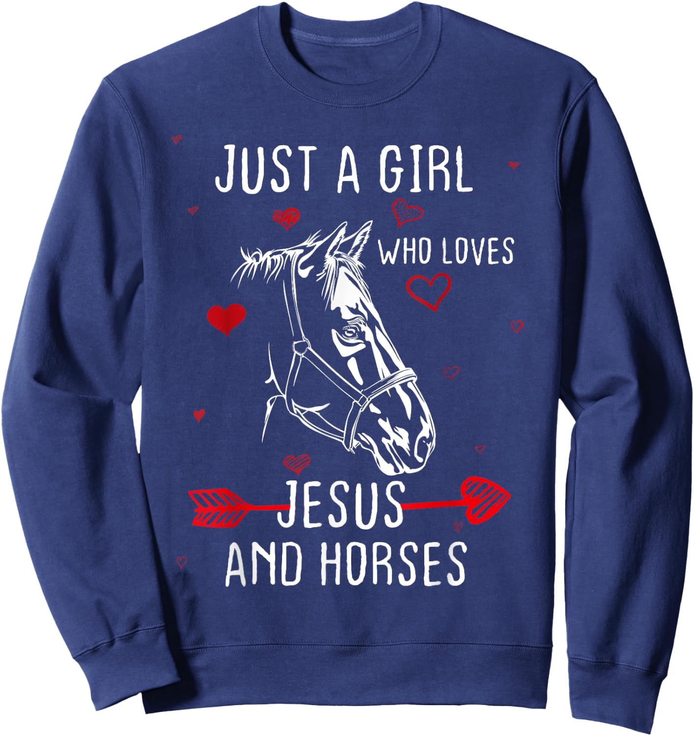Horses And Jesus Lovers , Gift girls & women Sweatshirt - Sweatshirt | Navy