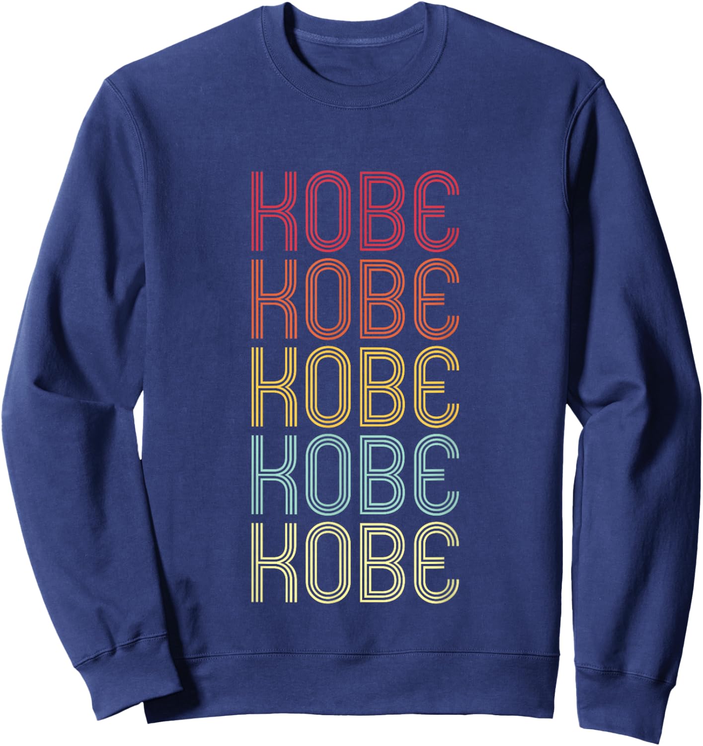 Kobe Retro Wordmark Pattern Vintage Personalized 70s Sweatshirt - Sweatshirt | Navy
