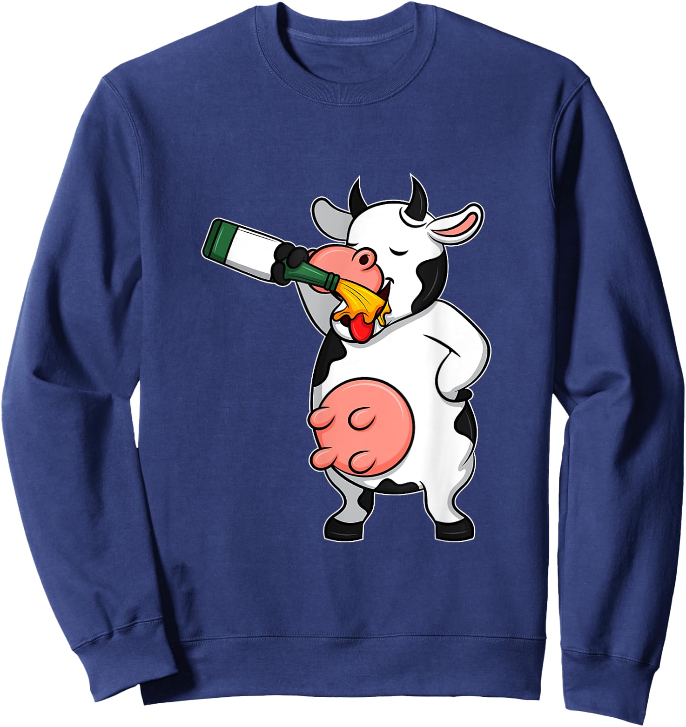 Funny Beer Day Cow I Alcohol Drink Party Wine Sweatshirt - Sweatshirt | Navy