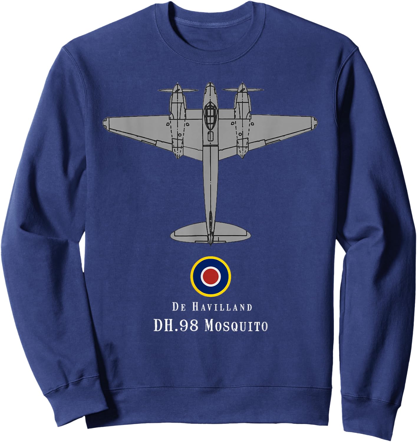 DH.98 Mosquito Tech Drawing WWII RAF Bomber Airplane Sweatshirt - Sweatshirt | Navy