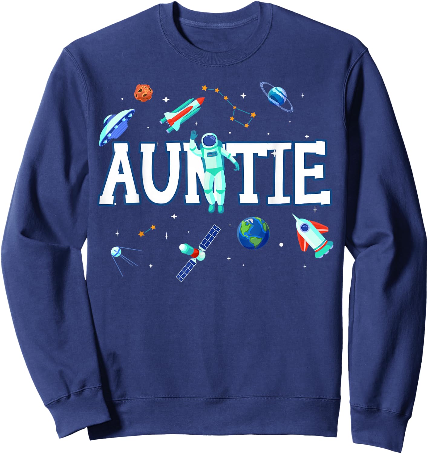 Auntie Astronaut Space Family Matching Birthday Party Sweatshirt - Sweatshirt | Navy