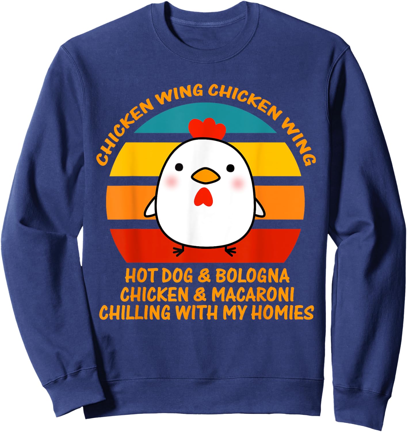 Chicken Wing Chicken Wing Hot Dog and Bologna Kids Boy Girl Sweatshirt - Sweatshirt | Navy