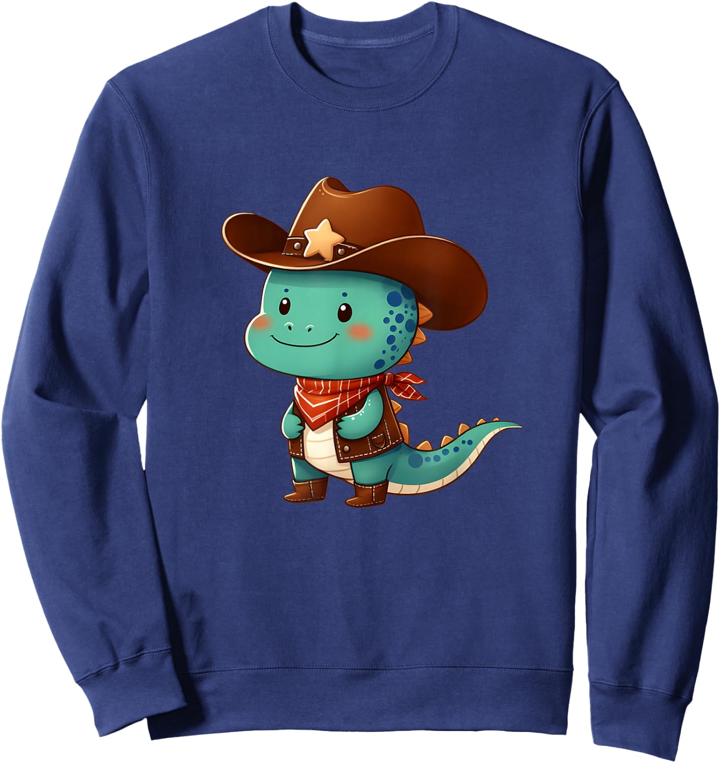Cute Western Rodeo Dino Sheriff Costume Cowboy Dino Dinosaur Sweatshirt - Sweatshirt | Navy