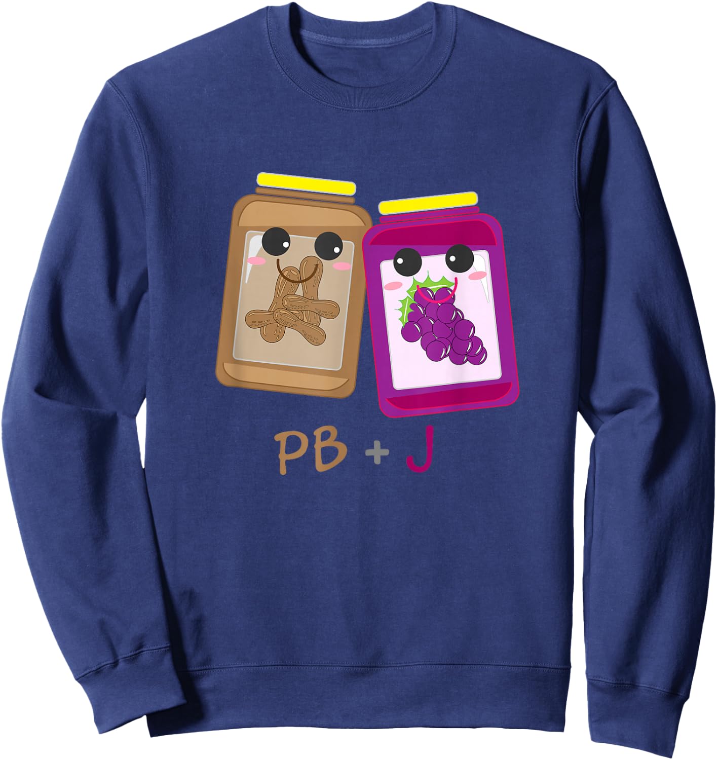 PB+J Cute Peanut Butter & Jelly Matching Costume Set Shirts Sweatshirt - Sweatshirt | Navy