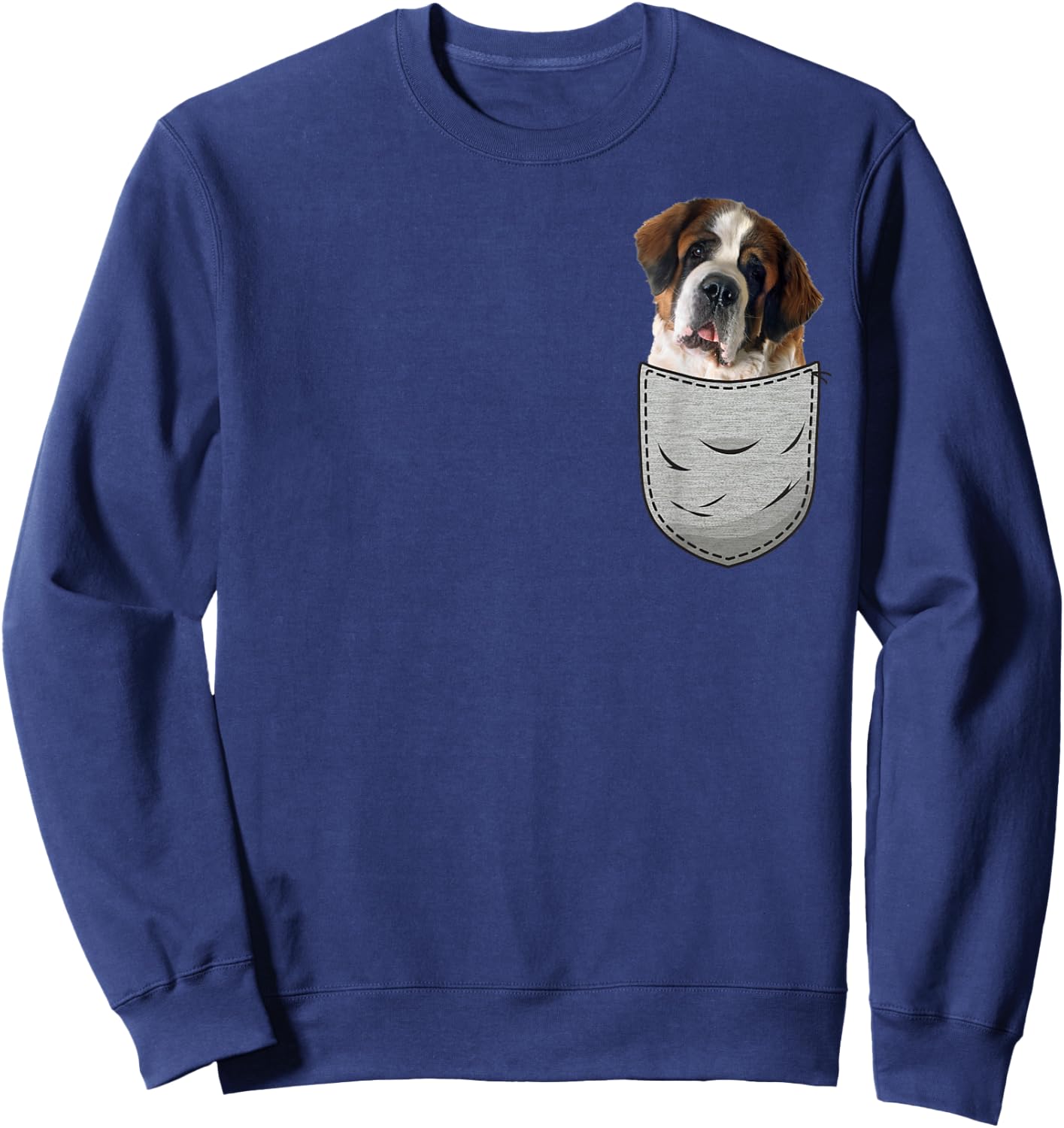 Cute Saint Bernard in the chest pocket Women Girls Kids Sweatshirt - Sweatshirt | Navy