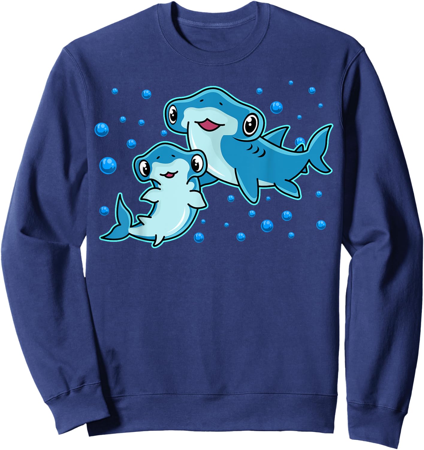 Kawaii Hammerhead Sharks Mother and Kid Sweatshirt - Sweatshirt | Navy