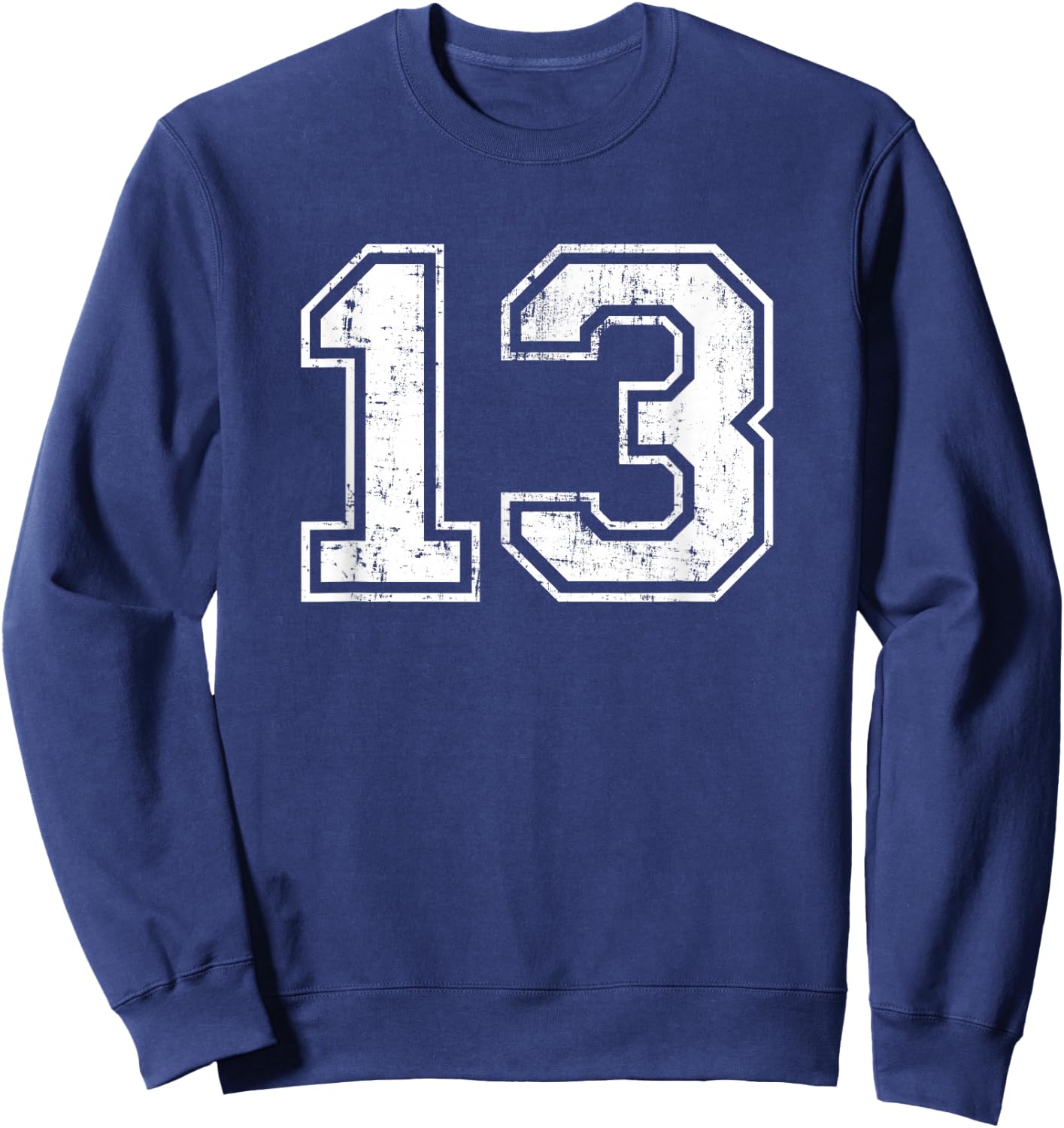 Number 13 Distressed Vintage Thirteen Sport Practice Team Sweatshirt - Sweatshirt | Navy