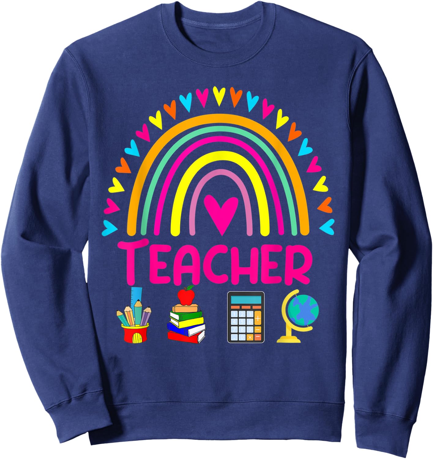 Future Kids Career Teacher Rainbow Boy Girl Graduations Sweatshirt - Sweatshirt | Navy
