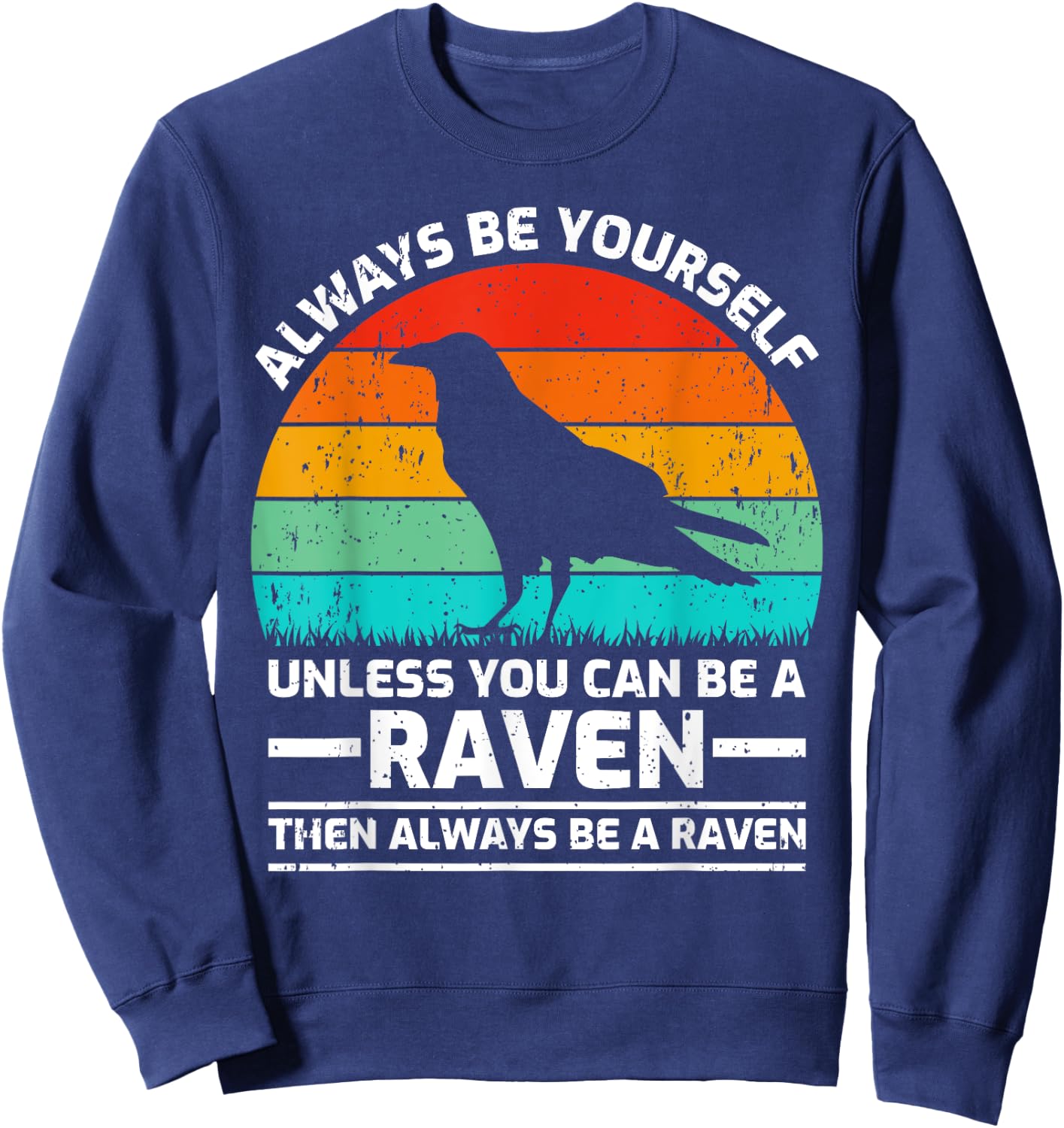 Vintage Raven Bird Lover Retro Cute Raven Sweatshirt - Sweatshirt | Navy