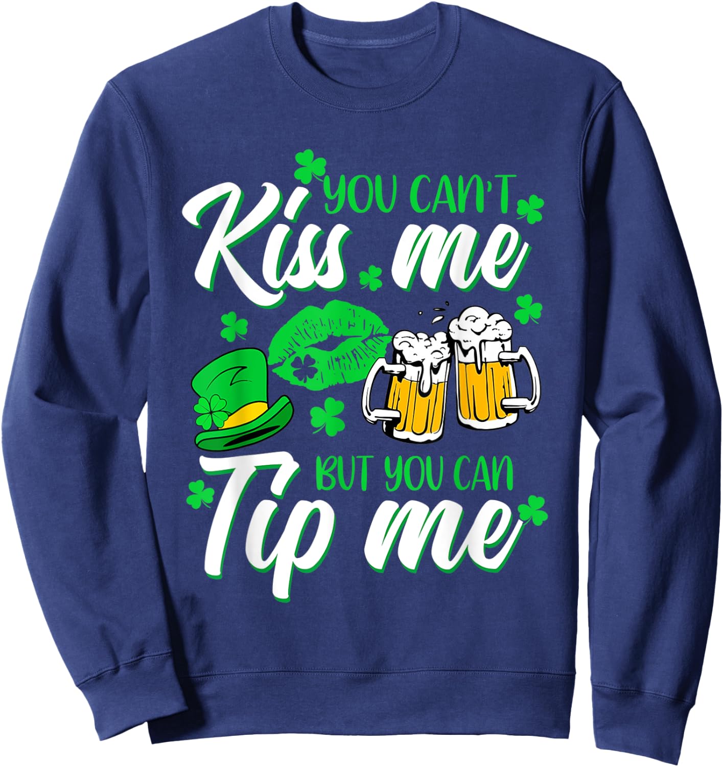 St Patrick's Day Lucky Shamrock Waitress Bartender Waiter Sweatshirt - Sweatshirt | Navy
